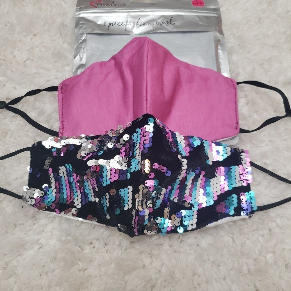 Fashion x2 Cloth Face Mask multicolor Sequin NWT
